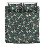 Christmas Floral Dragonfly Pattern Print Duvet Cover Bedding Set