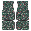 Christmas Floral Dragonfly Pattern Print Front and Back Car Floor Mats