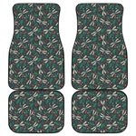 Christmas Floral Dragonfly Pattern Print Front and Back Car Floor Mats