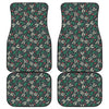 Christmas Floral Dragonfly Pattern Print Front and Back Car Floor Mats