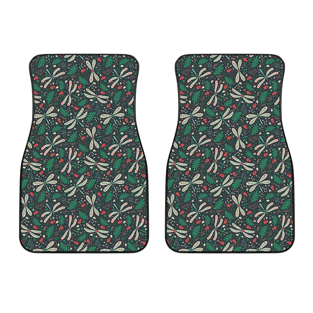 Christmas Floral Dragonfly Pattern Print Front Car Floor Mats