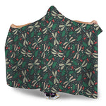 Christmas Floral Dragonfly Pattern Print Hooded Blanket