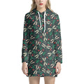 Christmas Floral Dragonfly Pattern Print Pullover Hoodie Dress
