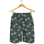 Christmas Floral Dragonfly Pattern Print Men's Shorts