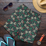 Christmas Floral Dragonfly Pattern Print Men's Shorts