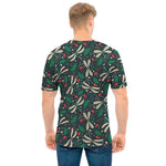 Christmas Floral Dragonfly Pattern Print Men's T-Shirt