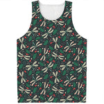 Christmas Floral Dragonfly Pattern Print Men's Tank Top