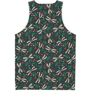 Christmas Floral Dragonfly Pattern Print Men's Tank Top