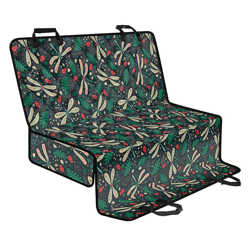 Christmas Floral Dragonfly Pattern Print Pet Car Back Seat Cover