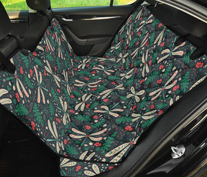 Christmas Floral Dragonfly Pattern Print Pet Car Back Seat Cover