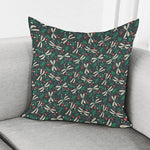 Christmas Floral Dragonfly Pattern Print Pillow Cover