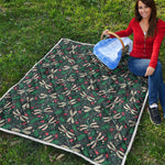 Christmas Floral Dragonfly Pattern Print Quilt