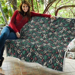 Christmas Floral Dragonfly Pattern Print Quilt