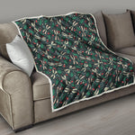Christmas Floral Dragonfly Pattern Print Quilt