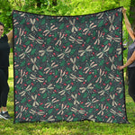 Christmas Floral Dragonfly Pattern Print Quilt