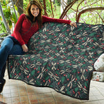 Christmas Floral Dragonfly Pattern Print Quilt