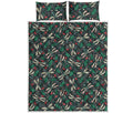 Christmas Floral Dragonfly Pattern Print Quilt Bed Set