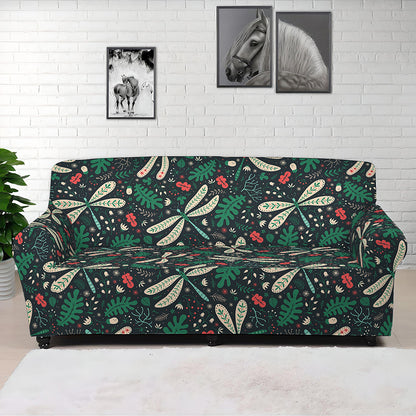 Christmas Floral Dragonfly Pattern Print Sofa Cover