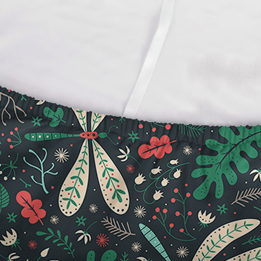 Christmas Floral Dragonfly Pattern Print Sofa Cover