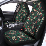 Christmas Floral Dragonfly Pattern Print Universal Fit Car Seat Covers