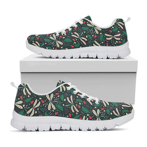 Christmas Floral Dragonfly Pattern Print White Sneakers