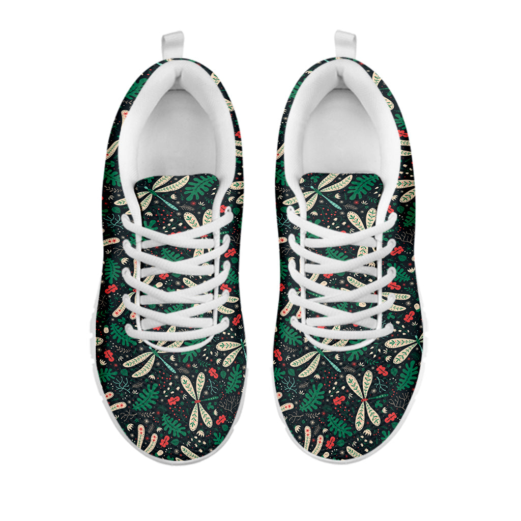 Christmas Floral Dragonfly Pattern Print White Sneakers