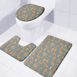 Christmas Fox Pattern Print 3 Piece Bath Mat Set