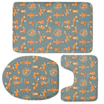 Christmas Fox Pattern Print 3 Piece Bath Mat Set