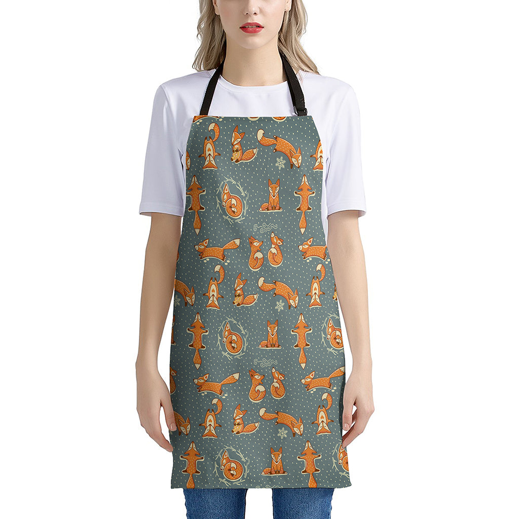 Christmas Fox Pattern Print Apron