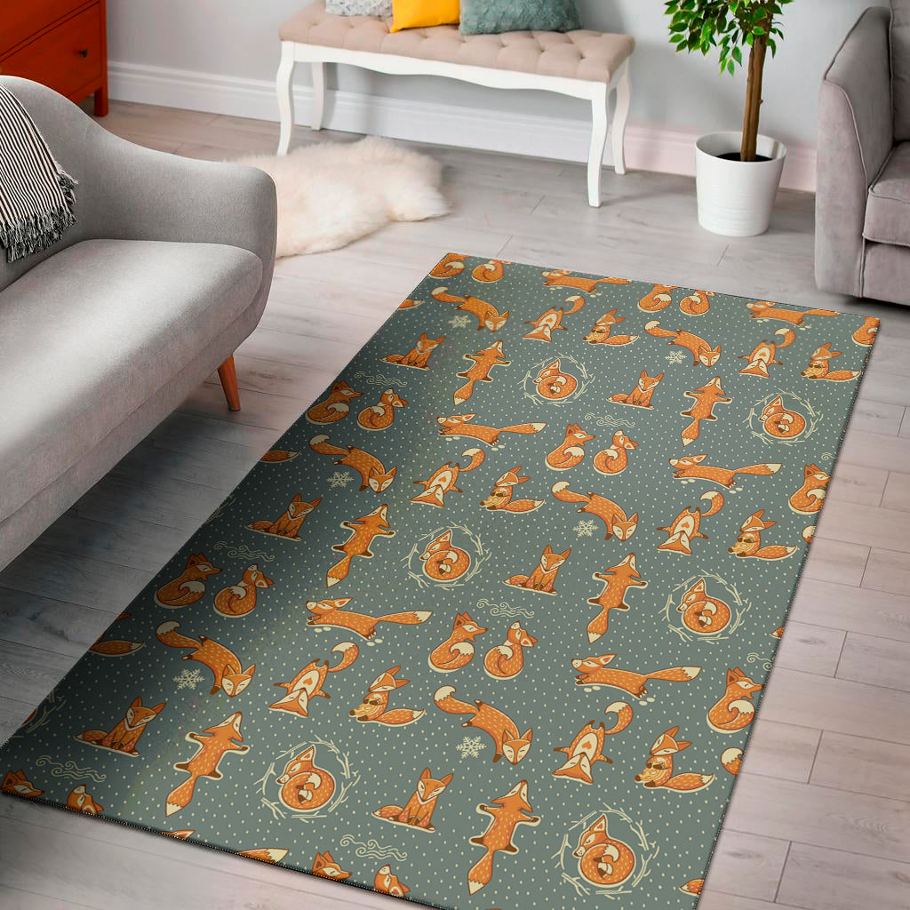 Christmas Fox Pattern Print Area Rug