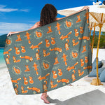Christmas Fox Pattern Print Beach Sarong Wrap