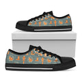 Christmas Fox Pattern Print Black Low Top Sneakers