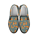 Christmas Fox Pattern Print Black Slip On Shoes