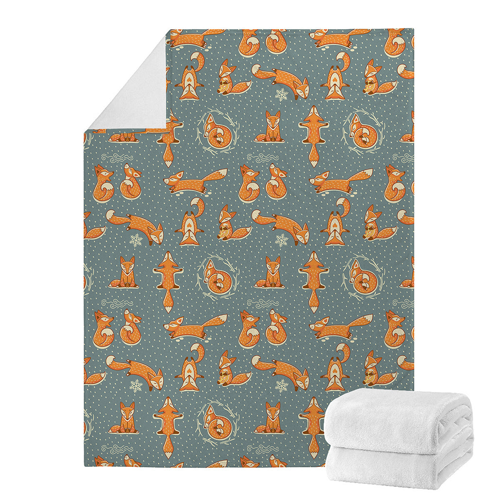 Christmas Fox Pattern Print Blanket