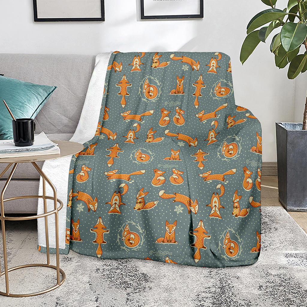 Christmas Fox Pattern Print Blanket