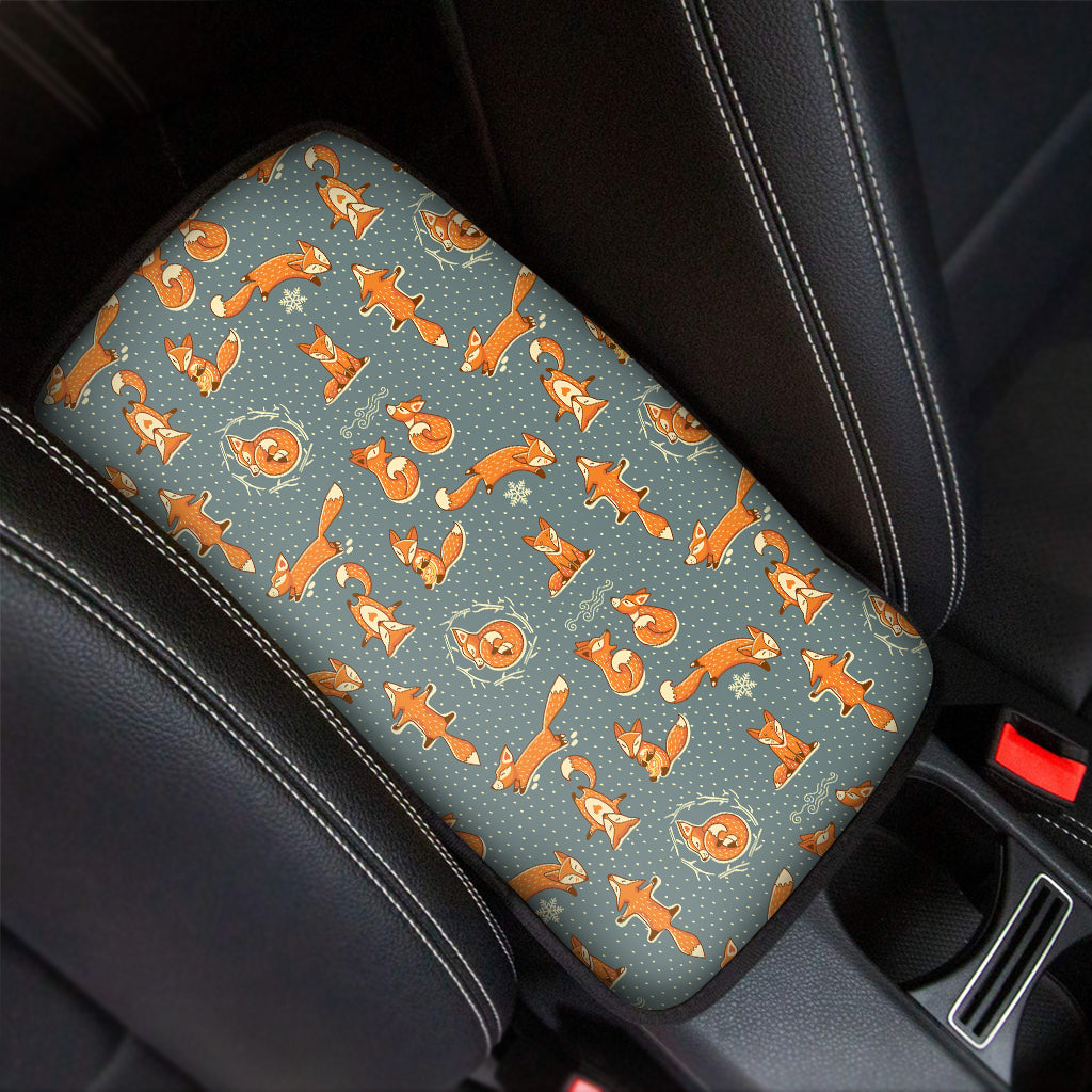 Christmas Fox Pattern Print Car Center Console Cover