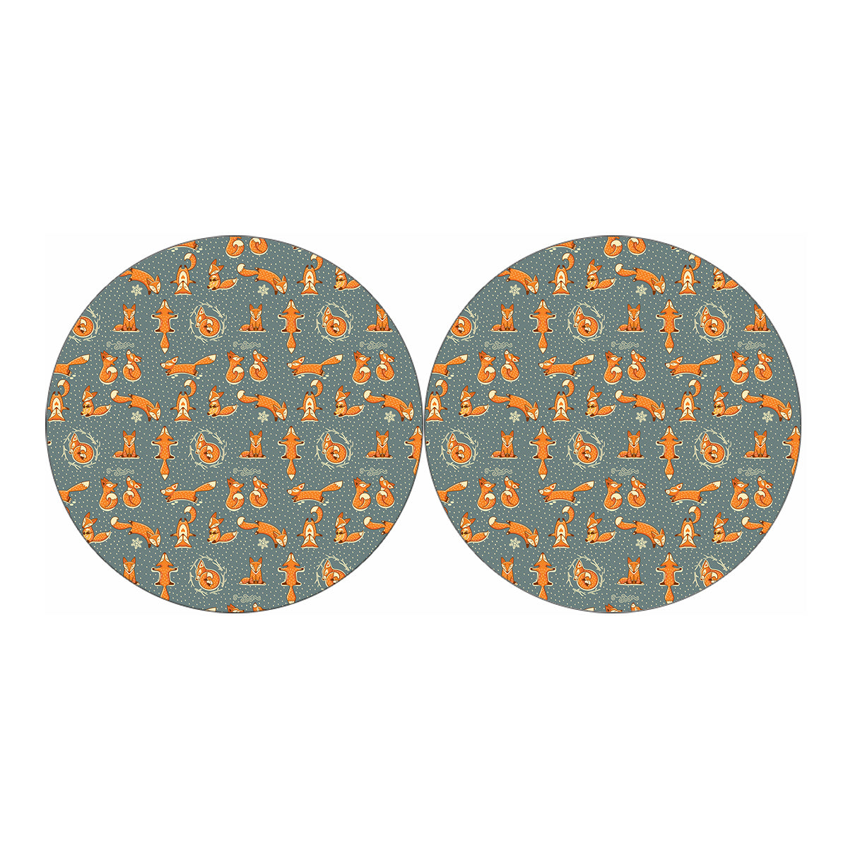 Christmas Fox Pattern Print Car Coasters