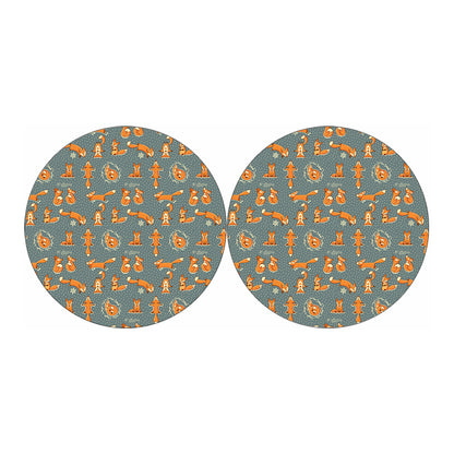Christmas Fox Pattern Print Car Coasters
