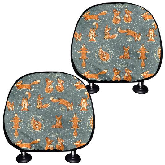 Christmas Fox Pattern Print Car Headrest Covers