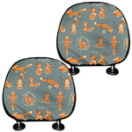 Christmas Fox Pattern Print Car Headrest Covers