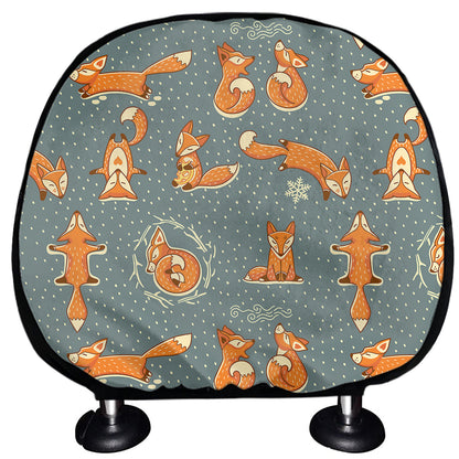 Christmas Fox Pattern Print Car Headrest Covers