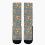 Christmas Fox Pattern Print Crew Socks