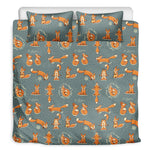 Christmas Fox Pattern Print Duvet Cover Bedding Set