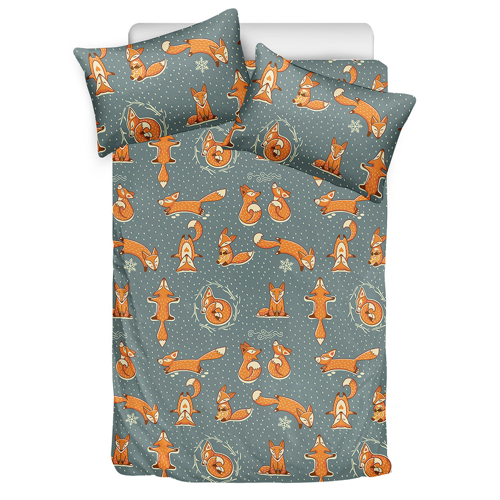 Christmas Fox Pattern Print Duvet Cover Bedding Set