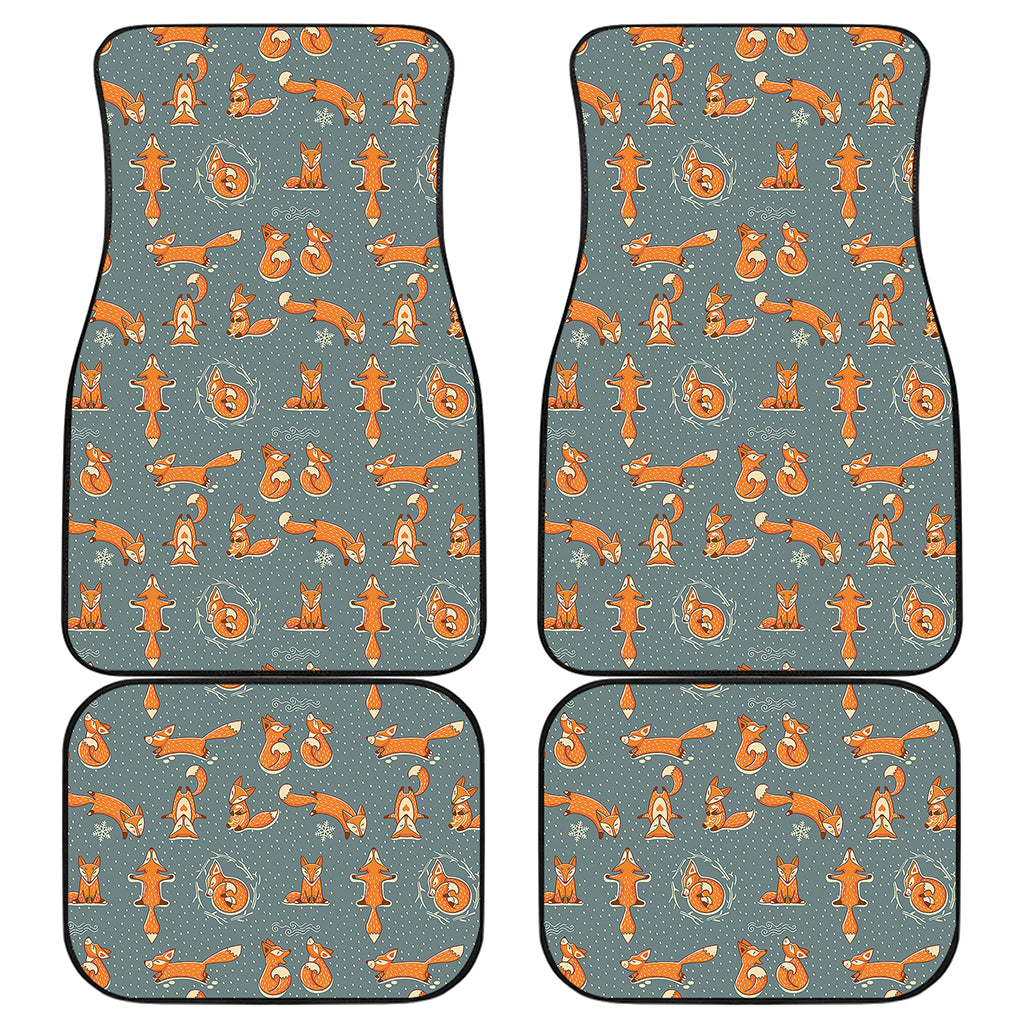 Christmas Fox Pattern Print Front and Back Car Floor Mats