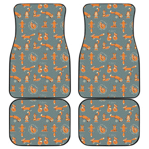 Christmas Fox Pattern Print Front and Back Car Floor Mats