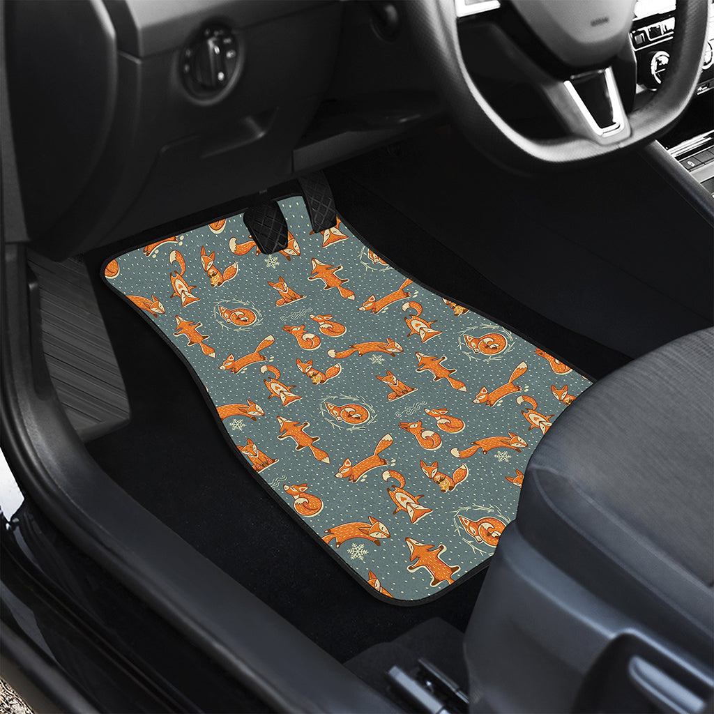 Christmas Fox Pattern Print Front and Back Car Floor Mats