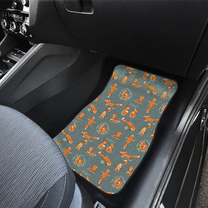 Christmas Fox Pattern Print Front and Back Car Floor Mats