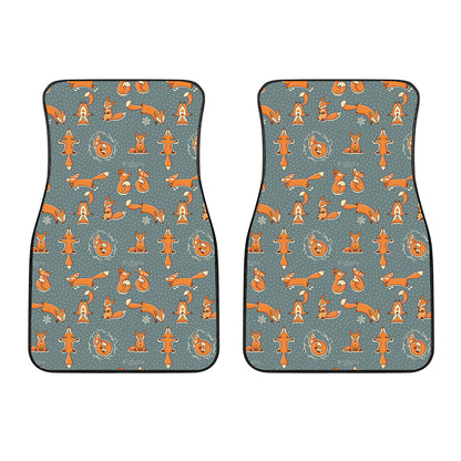 Christmas Fox Pattern Print Front Car Floor Mats