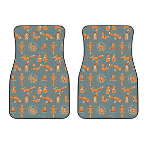 Christmas Fox Pattern Print Front Car Floor Mats